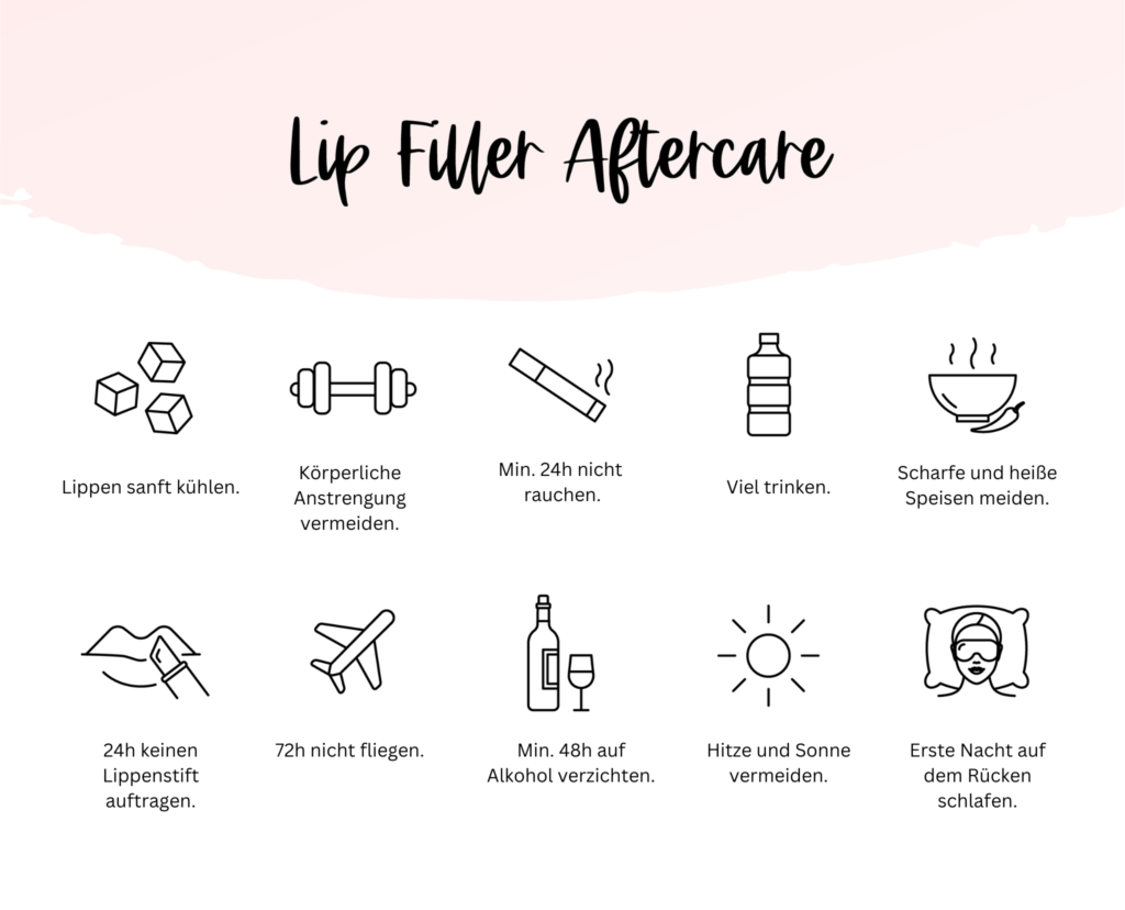 Downloadbarer Merkzettel mit den wichtigsten Aftercare-Tipps nach dem Lippen aufspritzen.